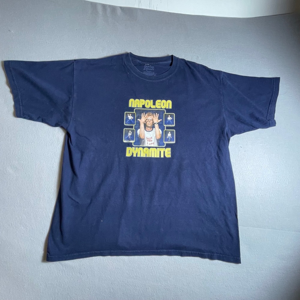 Napoleon Dynamite Dance Graphic T-Shirt Navy Blue Mens XL Movie Promo Cotton